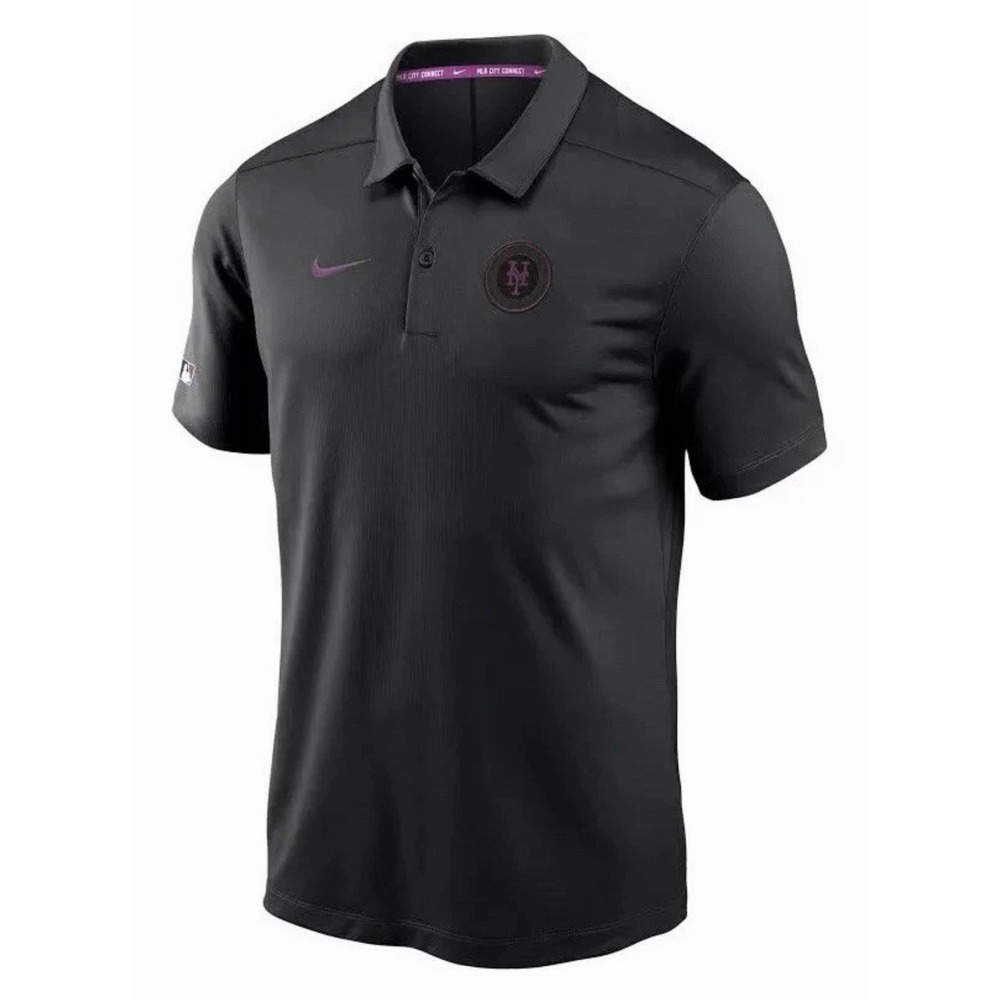 Nike New York Mets MLB City Connect Men's Authentic Dri-fit Polo Shirt Black NEW
